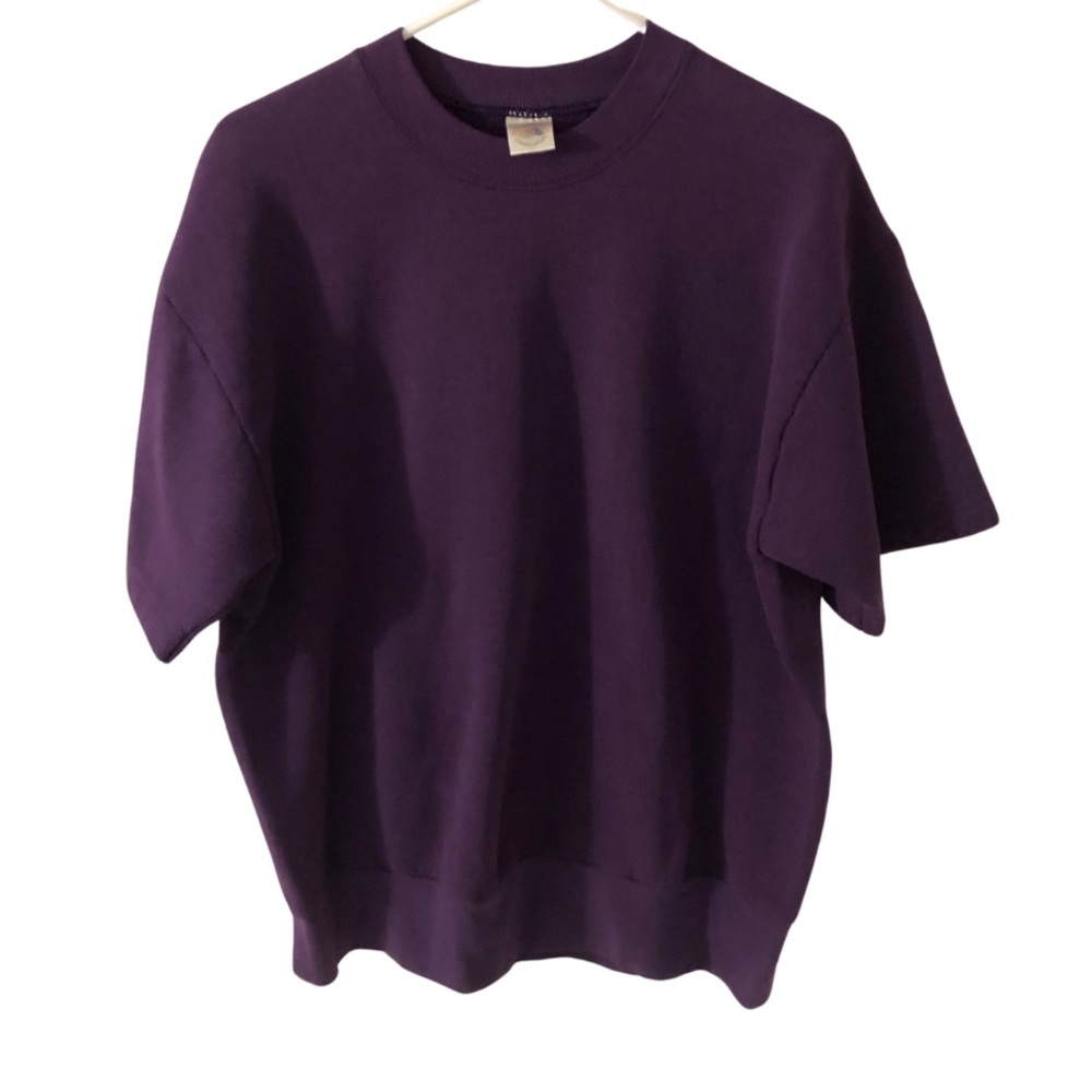 Fruit of the Loom Men’s Purple Short Sleeve Crewneck Sweatshirt Sweater LARGE